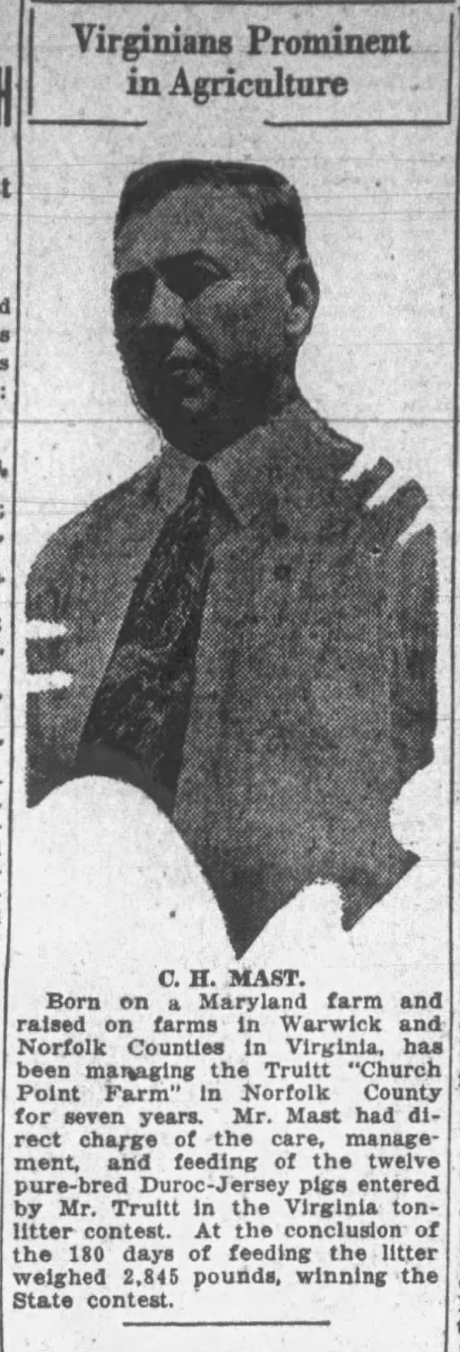 Historic newspaper article about the Mast family